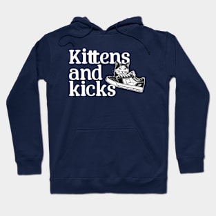 Vintage 90s Kittens and Kicks Sneaker Box Design - Retro Black and White Art Hoodie